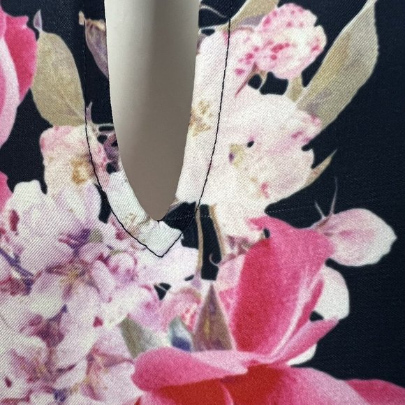 Portmans Women’s Floral Top Blouse Navy Blue & Pink Short Sleeve Spring Size 8 - Picture 8 of 12